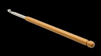 Wooden crochet hook with metal tip isolated on transparent background, ready for crafting, design projects, clipart, and print-on-demand products.