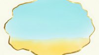 Soft gradient background transitioning from light blue sky to warm yellow, featuring decorative gold scalloped border frame. Isolated design element suitable for invitations, cards, posters.