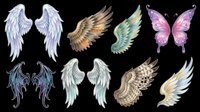 Isolated angel and fairy wings collection on transparent background, ready for t-shirt design, clipart, stickers, sublimation and print-on-demand projects.
