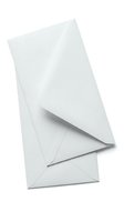 Two blank white paper envelopes isolated on white background, stacked at an angle, for mail, correspondence, and stationery design concepts.