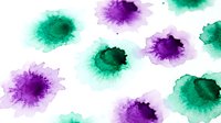 Abstract watercolor splashes in purple and green tones on white background. Artistic paint blots for creative design projects and decorative elements.