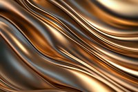 Luxurious copper and bronze metallic waves create flowing abstract pattern with smooth glossy surface texture and dynamic curved lines. Elegant background design.