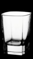 Empty clear glass with square base isolated on transparent background, ready for design use on t-shirts, clipart, stickers, print-on-demand products, and sublimation projects.