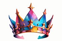 Colorful royal crown with gradient effect from pink to blue and gold accents, isolated on white background. Perfect for gaming logos, fantasy art, or royal branding designs.