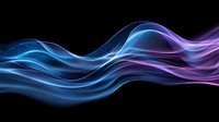 Glowing blue and purple smoke waves flowing smoothly against black background create dynamic abstract light effect for modern design projects and backgrounds.