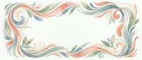 Decorative floral border frame with swirling leaves and botanical elements in soft pastel colors on cream background for wedding invitations and cards.