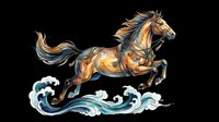 Majestic horse leaping over stylized ocean waves, isolated on transparent background. Ready for t-shirt design, clipart, stickers, sublimation, and print-on-demand products.