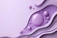 Soft lavender abstract background with glossy spheres and flowing waves, perfect for cosmetic, beauty, and wellness product presentations.