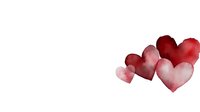 Watercolor hearts in red and pink tones on white background for romantic designs, Valentine's Day cards, wedding invitations and love-themed projects.