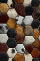 Luxurious animal fur hexagonal pattern in natural earth tones creating textured geometric mosaic for premium interior design and fashion applications.
