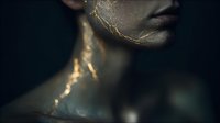 Golden kintsugi art on human skin showing healing and resilience through Japanese philosophy of embracing flaws and imperfections with beauty.