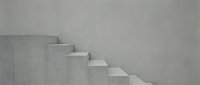 Minimalist concrete stairs ascending against neutral wall showcasing modern architectural design and geometric forms for contemporary interior projects.