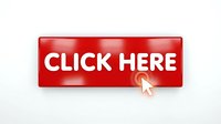 Red glossy click here button with cursor arrow on white background, call to action web element for websites, apps, and digital marketing.