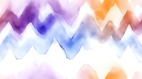 Colorful watercolor zigzag pattern with purple, blue, and orange waves on white background, creating soft abstract chevron design for modern stationery or textile.