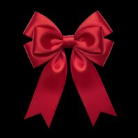 Red satin gift bow isolated on transparent background, ready for T-shirts, stickers, clipart, print on demand, sublimation, and holiday design projects.