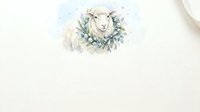 Watercolor sheep head with eucalyptus wreath on white background, isolated design element for nursery decor, greeting cards, and textile printing.