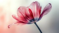 Single pink tulip flower with delicate translucent petals on soft gradient background for spring botanical design and nature photography projects.