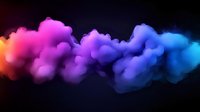 Vibrant colorful smoke cloud with neon pink purple blue gradient flowing against dark background for modern digital art and creative projects.
