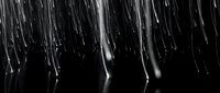 Monochrome abstract composition featuring dynamic diagonal light streaks and flowing lines creating motion and depth against dark background for modern design projects.