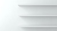 Clean white floating shelves mounted on minimalist wall with soft shadows creating modern interior storage solution for home decor and organization.