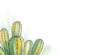 Watercolor cactus plants with green and yellow tones on light background for botanical design projects and desert themed decorations.