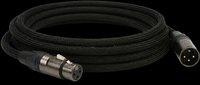 Black braided audio cable with XLR connectors isolated on transparent background, ready for music production, recording studio, and professional sound design projects.
