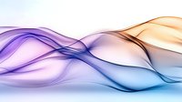 Abstract flowing waves in purple, orange and blue colors creating smooth curved lines against white background, modern minimalist design element.