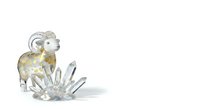 Isolated bighorn sheep standing on white background with decorative crystal antlers and horns, ready for design use on merchandise, apparel, and digital projects.