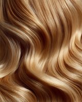 Luxurious blonde hair with golden highlights flowing in soft waves, showcasing natural shine and healthy texture for beauty and haircare concepts.