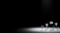 Business growth concept with plant sprouting from spotlight on dark background, featuring innovation icons and upward trending charts for presentations.