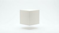 Minimalist white cube floating on clean background with soft shadow. Modern geometric shape for product mockups, presentations and contemporary design projects.