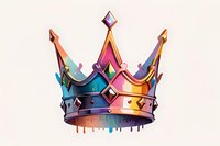 Colorful royal crown with dripping paint effect in vibrant rainbow colors against light background, featuring jewels and metallic details. Artistic illustration for design projects.