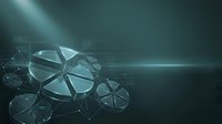Futuristic digital shield with geometric polygonal structure and glowing light rays on dark background, suitable for cybersecurity, technology, and data protection concepts.
