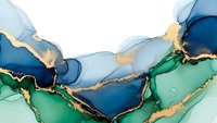 Abstract fluid art with blue and green alcohol ink flows and golden veins creating organic marble texture for modern interior design and luxury decor.