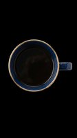 Navy blue ceramic mug with gold rim, isolated on transparent background. Ready for t-shirt design, sublimation, print-on-demand products, stickers, and digital crafts.