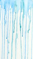 Abstract watercolor dripping paint in blue and turquoise tones on white background for artistic design projects and creative backgrounds.