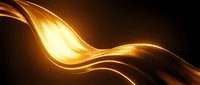 Golden glowing wave of light flowing across dark background, suitable for energy, technology, and motion graphics design projects.