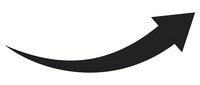 Upward curved arrow symbol showing growth, success, and positive business momentum on isolated white background, suitable for web design and marketing materials.