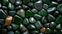 Polished dark green aventurine stones background pattern. Natural semiprecious gemstones with smooth surface texture showing mineral variations and crystal formations.