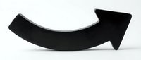 Curved black arrow pointing upright on white background, isolated design element for business growth, success, and directional graphics.