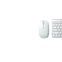 White wireless computer mouse and keyboard on clean background for modern office workspace and technology concepts.