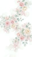 Watercolor floral arrangement with soft pink roses and eucalyptus leaves on light background for wedding invitations and romantic designs.