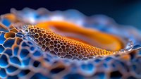 Closeup of orange and blue gecko skin texture showing detailed scales and patterns, suitable for wildlife, nature, and educational design projects.