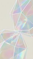 Holographic geometric shapes with white outlines and iridescent pastel gradients on neutral background. Modern abstract design for digital art, wallpapers, and contemporary graphics.