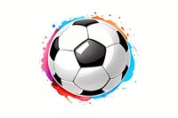 Soccer ball with dynamic colorful watercolor splash effect around it on white background, isolated design element for sports graphics and decoration.