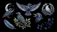 Hummingbird and bird silhouettes isolated on transparent background, ready for t-shirt design, clipart, stickers, sublimation and print-on-demand projects.