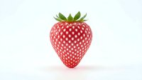 Ripe red strawberry with green leafy crown isolated on white background, ready for food and beverage design projects.