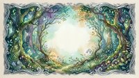 Enchanted forest portal with mystical glowing light surrounded by twisted branches, magical vines and ethereal atmosphere for fantasy storytelling projects.