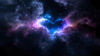 Cosmic nebula with vibrant blue and purple gas clouds illuminated by starlight in deep space astronomy background for science fiction projects.