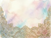 Watercolor background with ornamental gold lace border featuring floral and geometric patterns, isolated on white for design projects, invitations, and decorative applications.